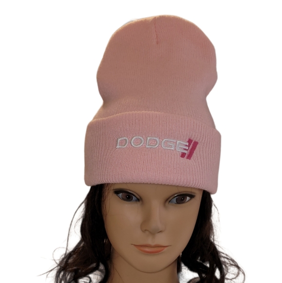 Dodge Car Logo Pink Acrylic Beanie New With Tag - Picture 1 of 9